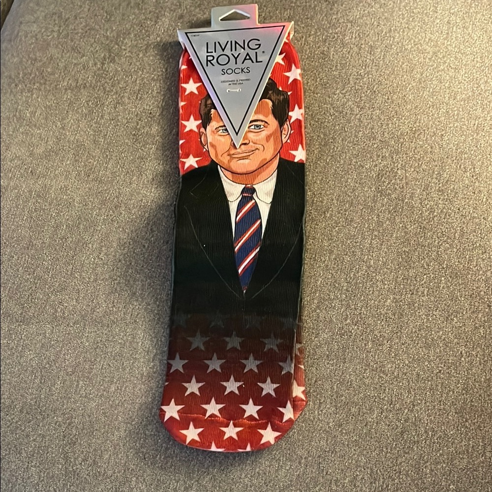 Red and Black JFK Casual Socks with Patriotic Design